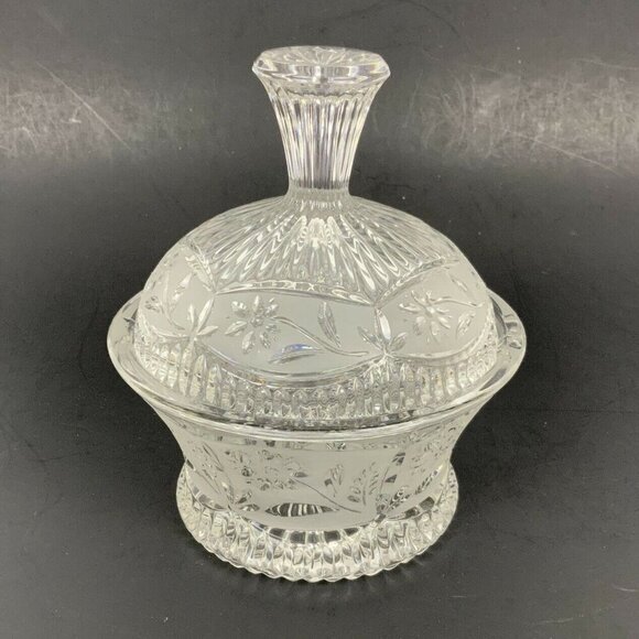 Vintage Etched Frosted Glass Candy Dish With Dome Lid - Picture 1 of 5
